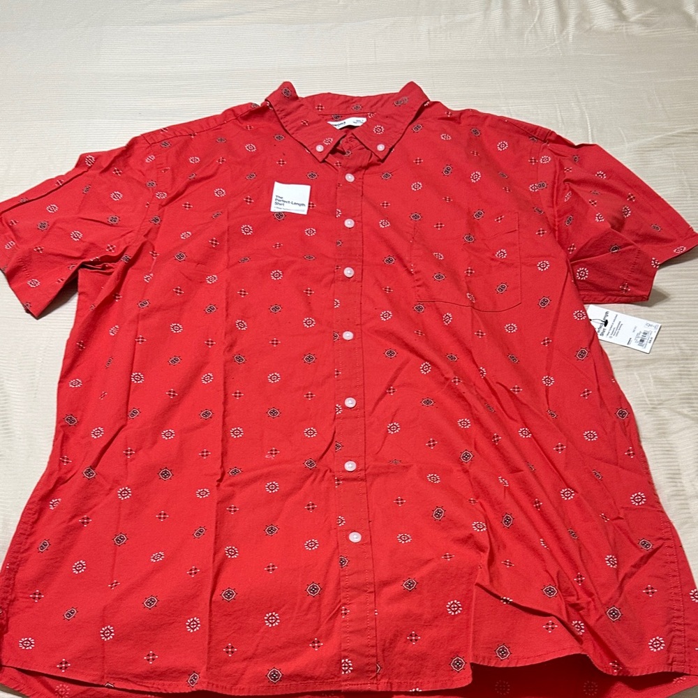 Sonoma Red Patterned Casual Button Down Shirt